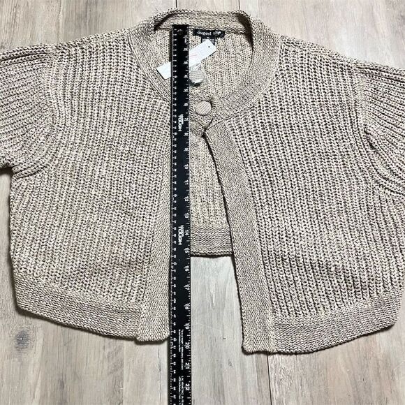 August Silk Women's XL Brown Short Sleeve Knitted Cardigan Sweater - Picture 3 of 9